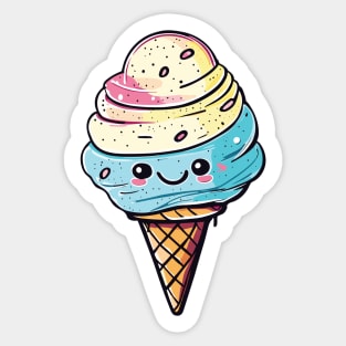 Cute Colorful Smiling Ice Cream Sticker